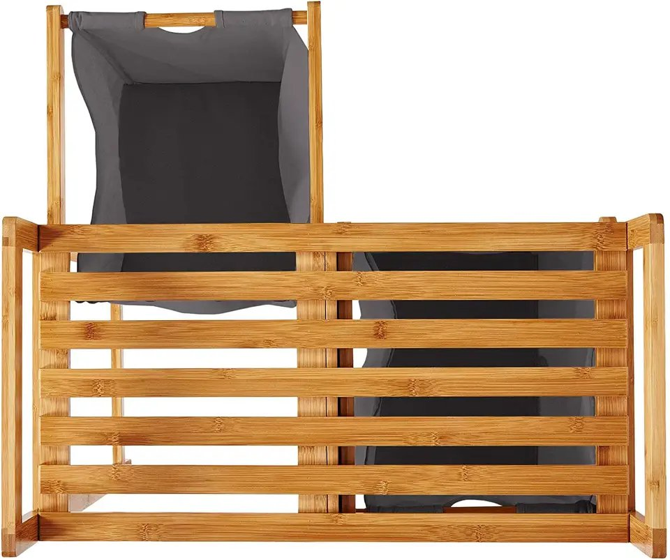 Dual Compartments Storage Laundry Hamper Bamboo Laundry Basket