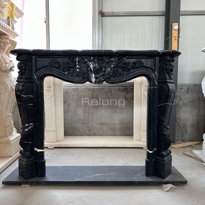 Luxury Elegant Natural Marble Fireplace Mantel Surround with Lady Column