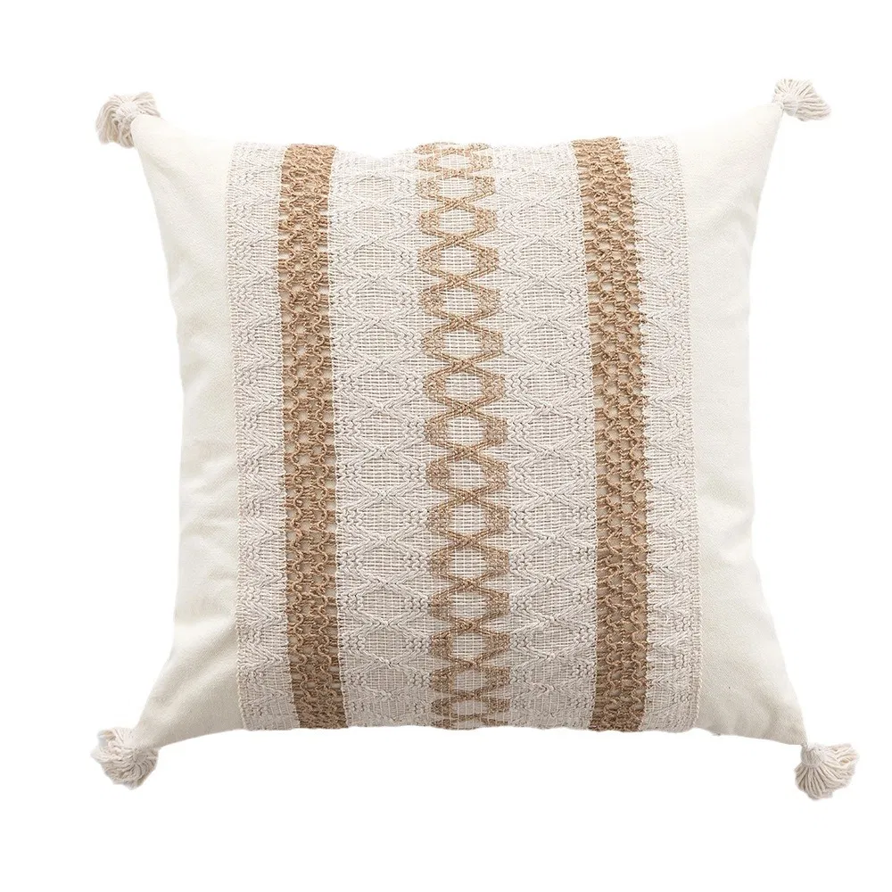 American Retro Handmade Linen Cotton Pillow Cushion Cases Boho Bed Office Living Room Sofa Decorative Home Light Luxury