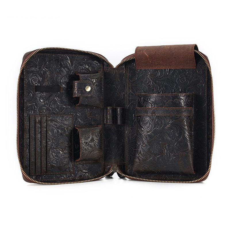 Ga216 Custom Portable Travel Carry Cigarette Cases Luxury Humidor Leather Cigar Case