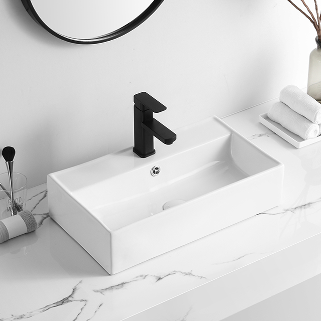 Factory Direct Ceramic Sink Bathroom White Glaze Counter Top Sink