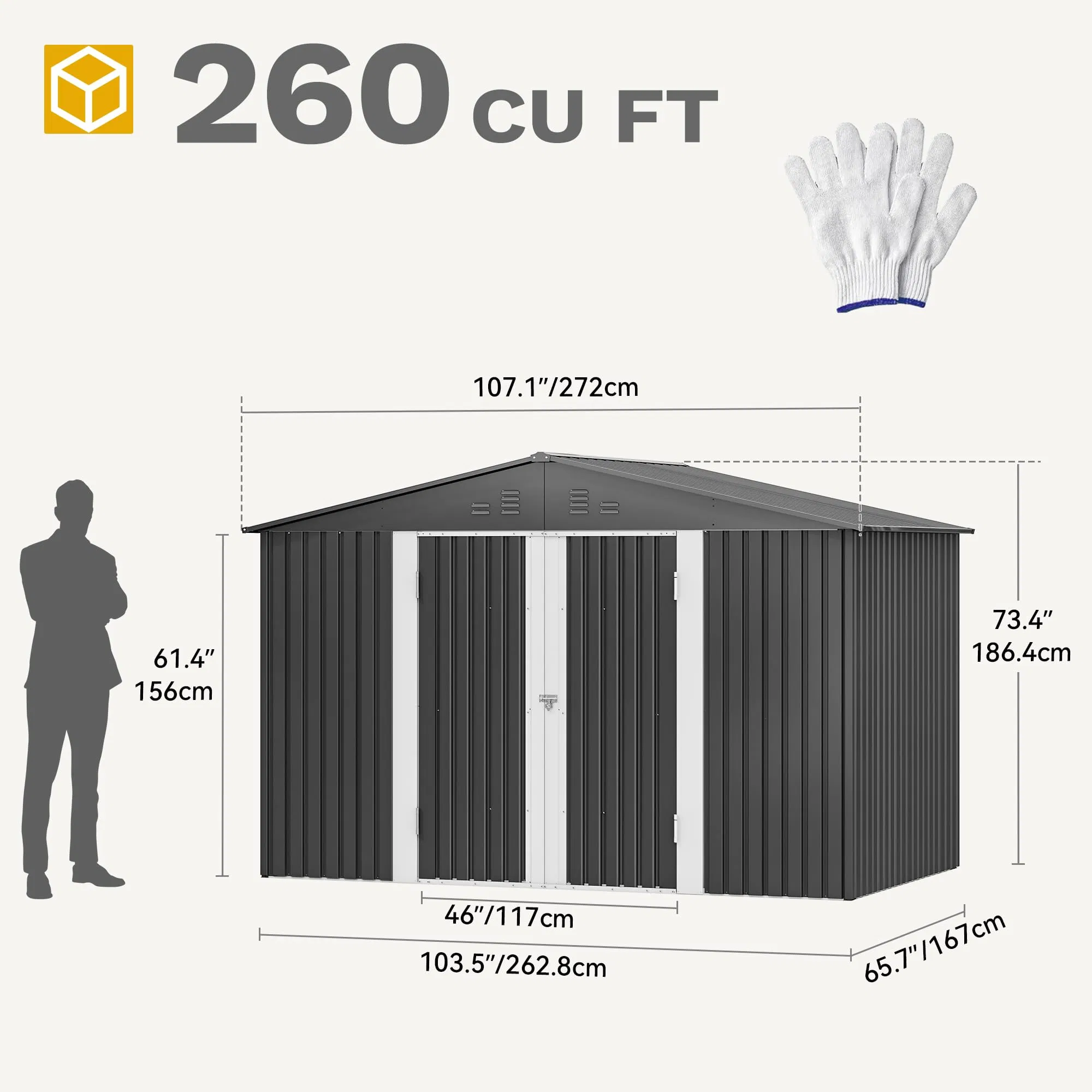 9X6 FT Outdoor Storage Shed with Ventilation Windows