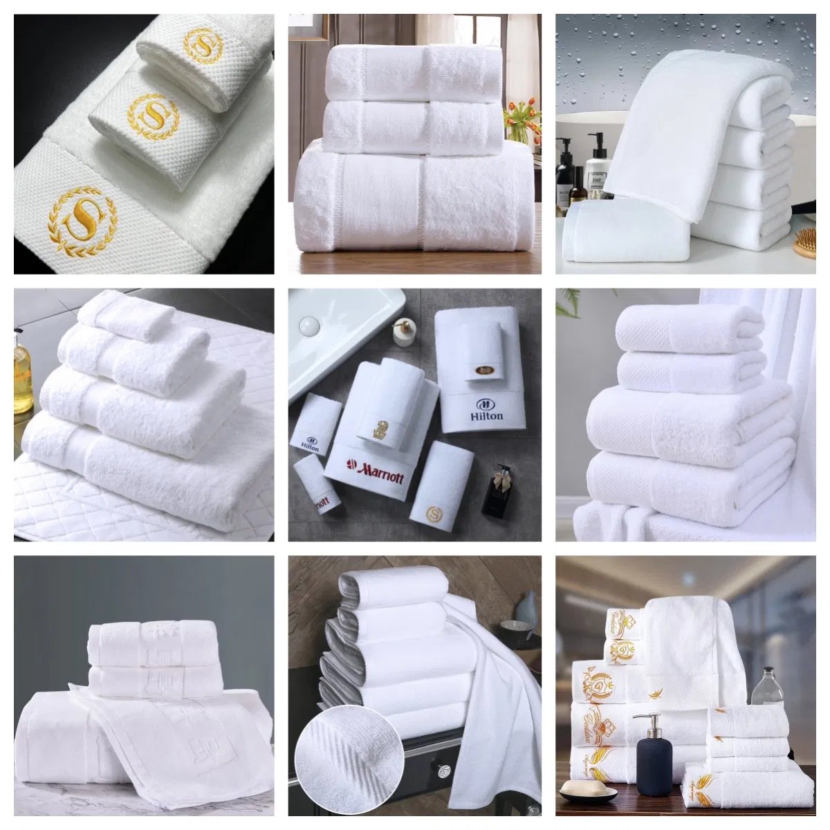 Satin Band Luxury 100% Cotton Towel Set for Hotel Home SPA Gift