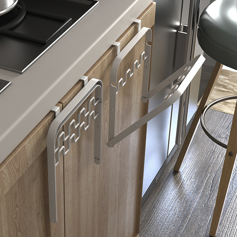 Metal Foldable Cabinet Door Hanging Garbage Bag Rack Wall-Mounted Holder Rack