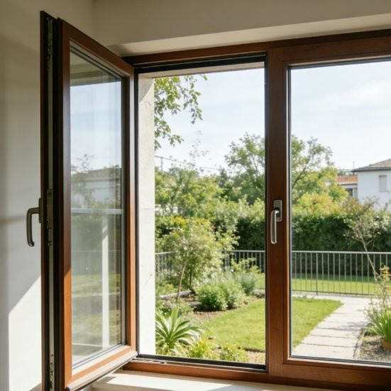 High-Quality Decorative Solid Wood Composite Casement Window
