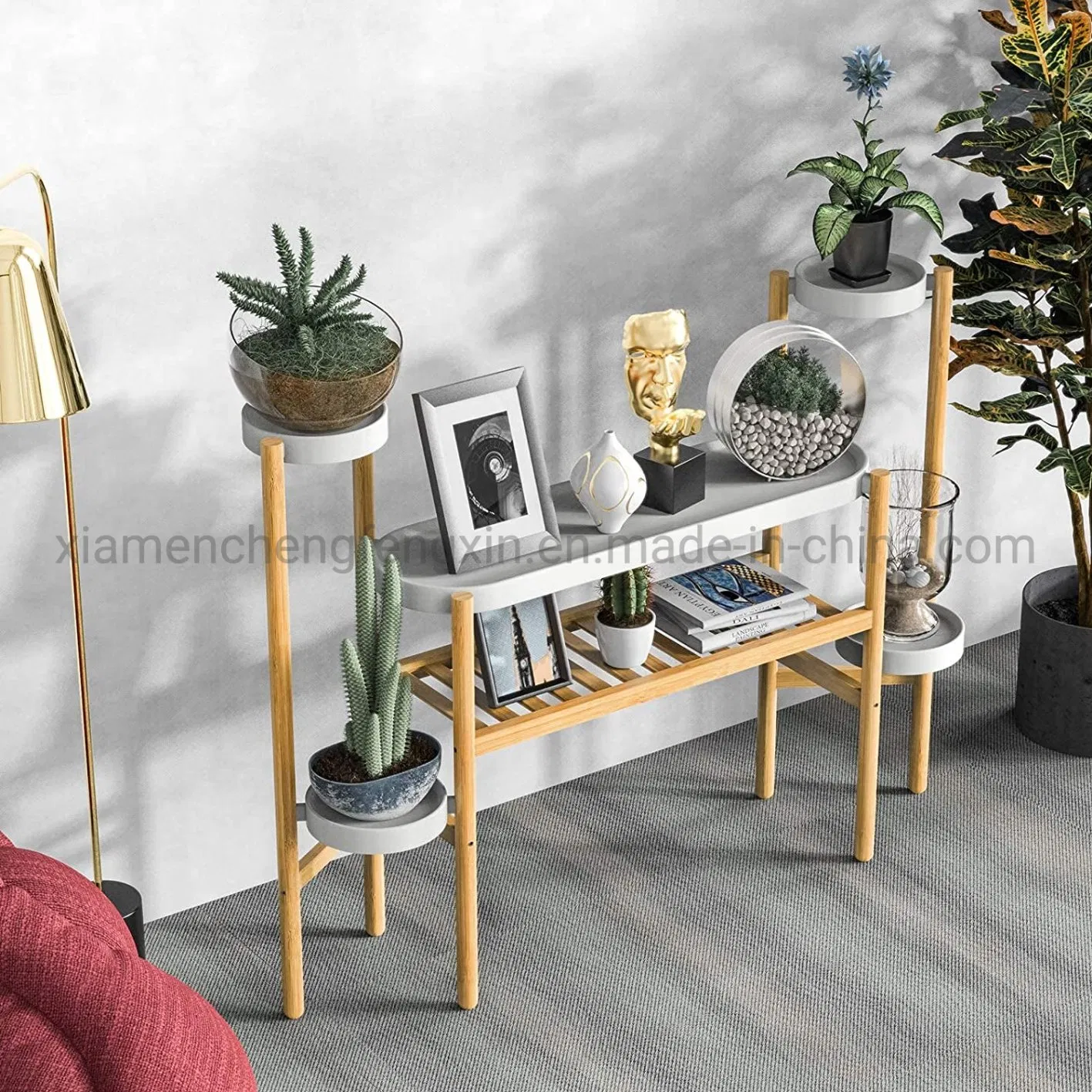 Elegant Bamboo Plant Stand for Indoor Decor, 3-Tiered Design