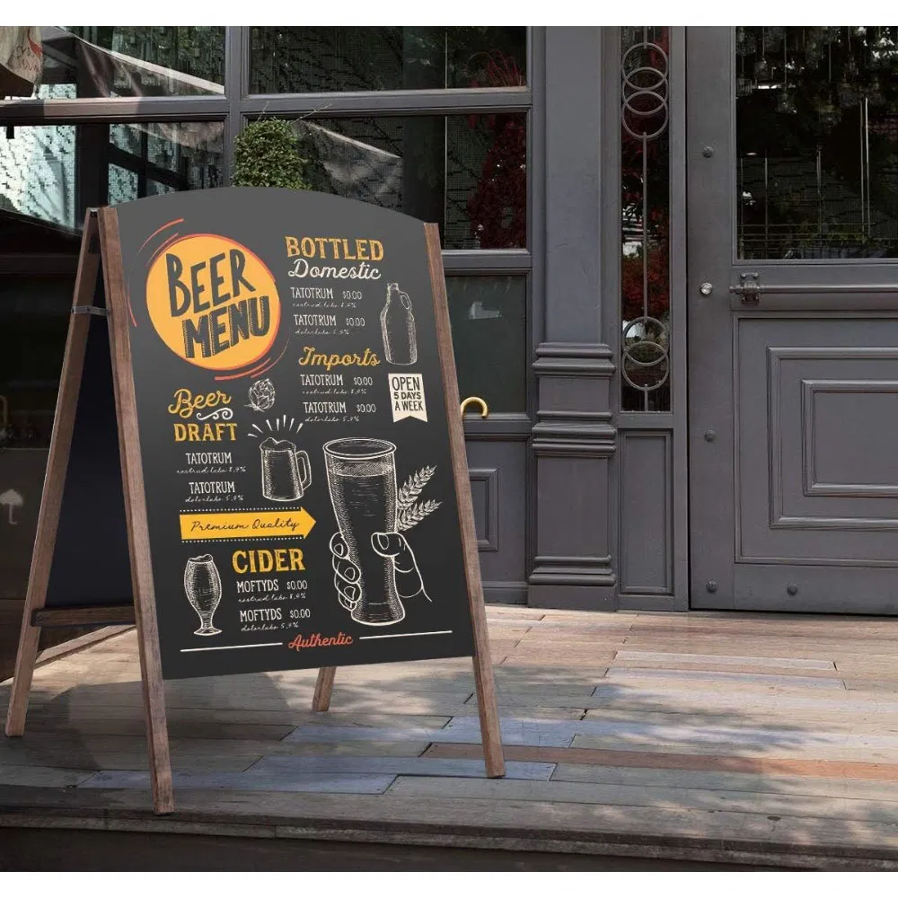 Small Wooden Blackboard Double-Sided Vertical Billboard