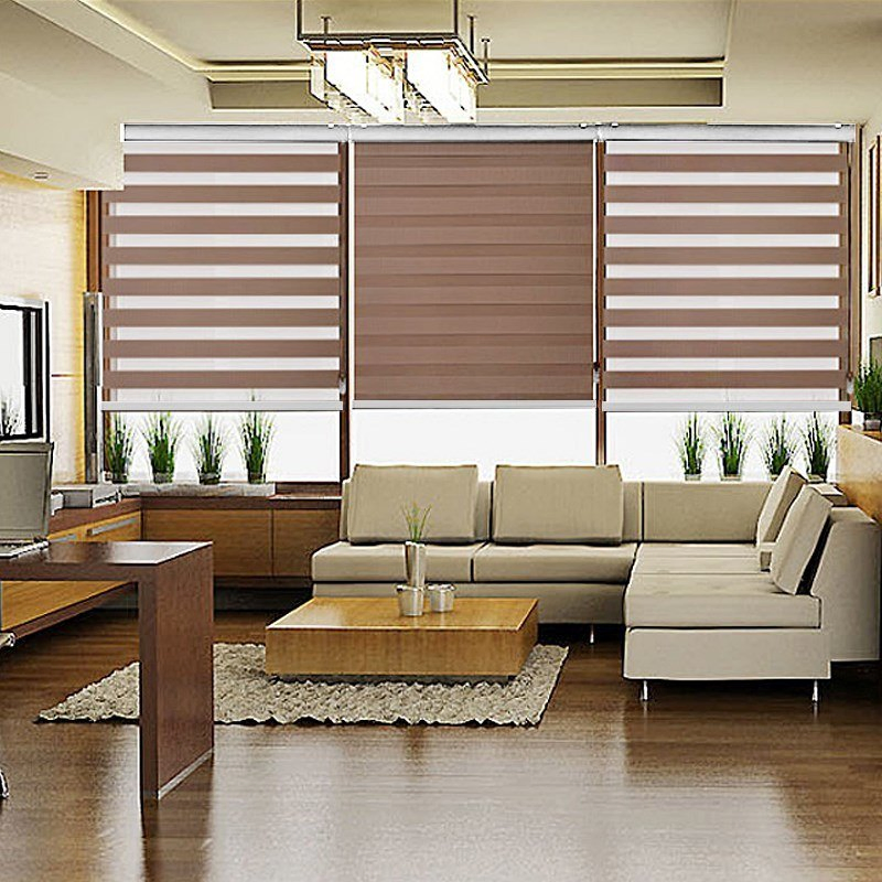 Durable Waterproof Fabric Zebra Blinds Customized Window Shading