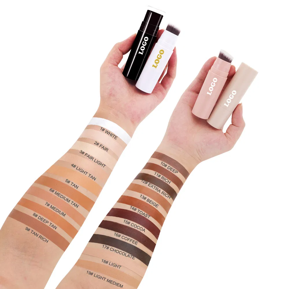Custom Logo Matte Finish Cream Bronzer Foundation Concealer Contour Stick with Brush