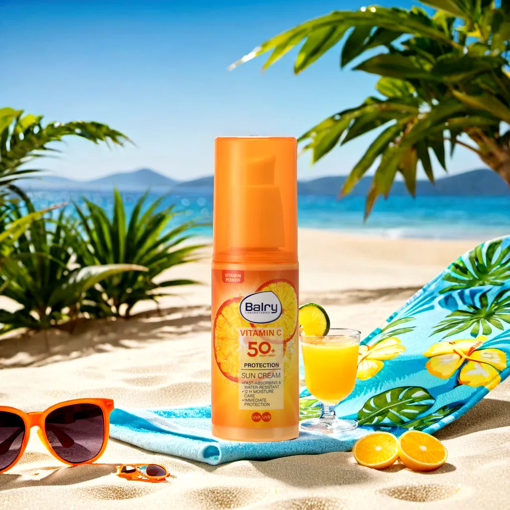 Natural Vitamin C Anti-Aging Sunscreen Cream with Zinc Protection SPF50