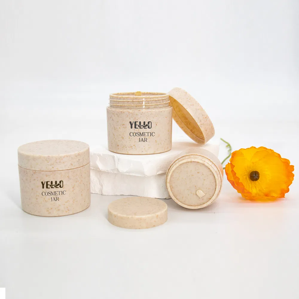 Round Eco Friendly 30g 50g 100g 150g 200g Wheat Straw Plastic Hair Face Cream Mask Body Scrub Butter Cosmetic Container Jars