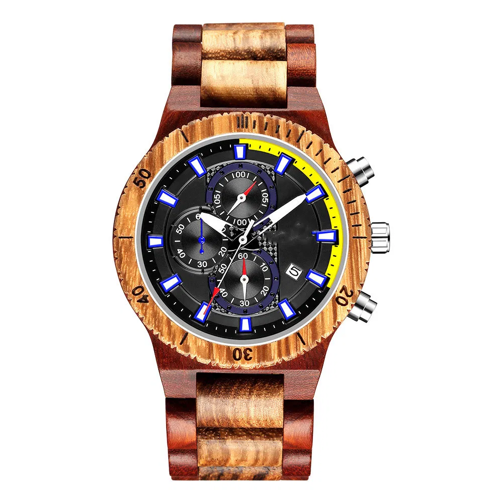 Best Selling Solid Wooden Watch Men's Multifunctional Sports Wooden Watch
