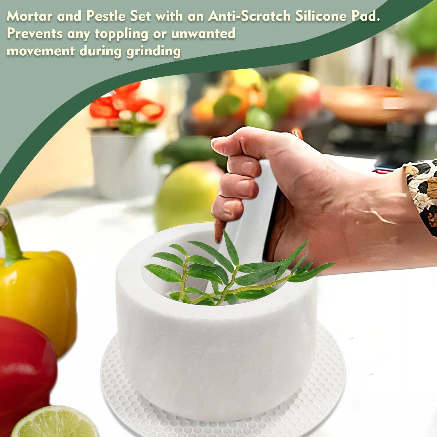 Marble Stone Grinder Bowl for Grinding Herbs Spices Marble Mortar and Pestle