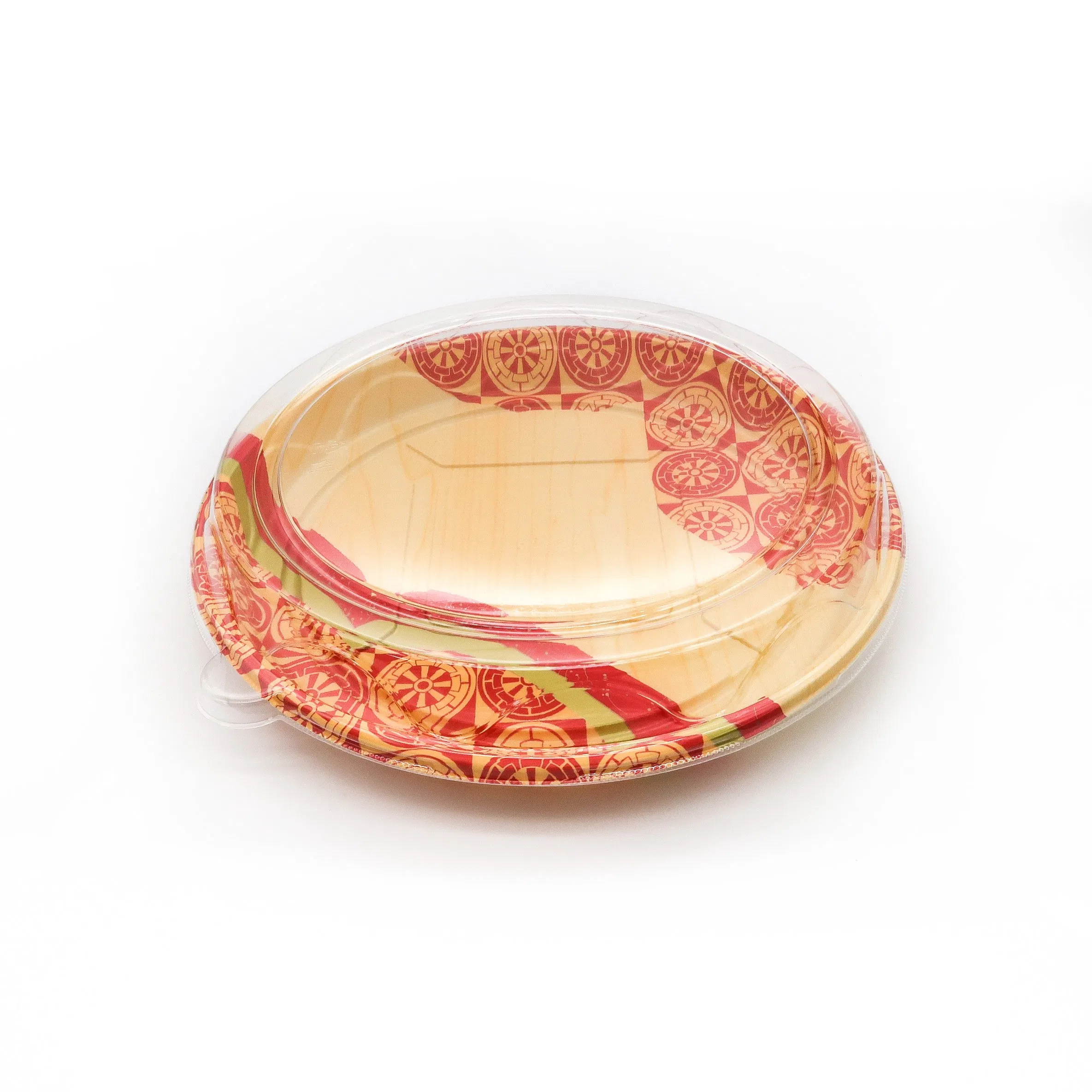 Professional Eco-Friendly Plastic Food Packaging Takeaway Round Disposable Sushi Party Tray with Clear Lid