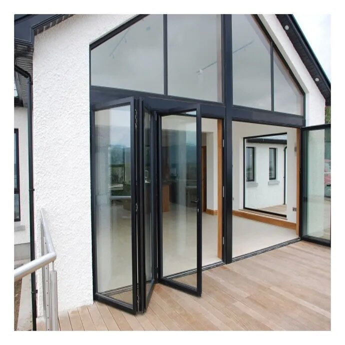 Aluminum Bi-Fold Sliding Door Water Proof Double Glazing Lowe Patio Sunroom Aluminum Exterior Folding Doors