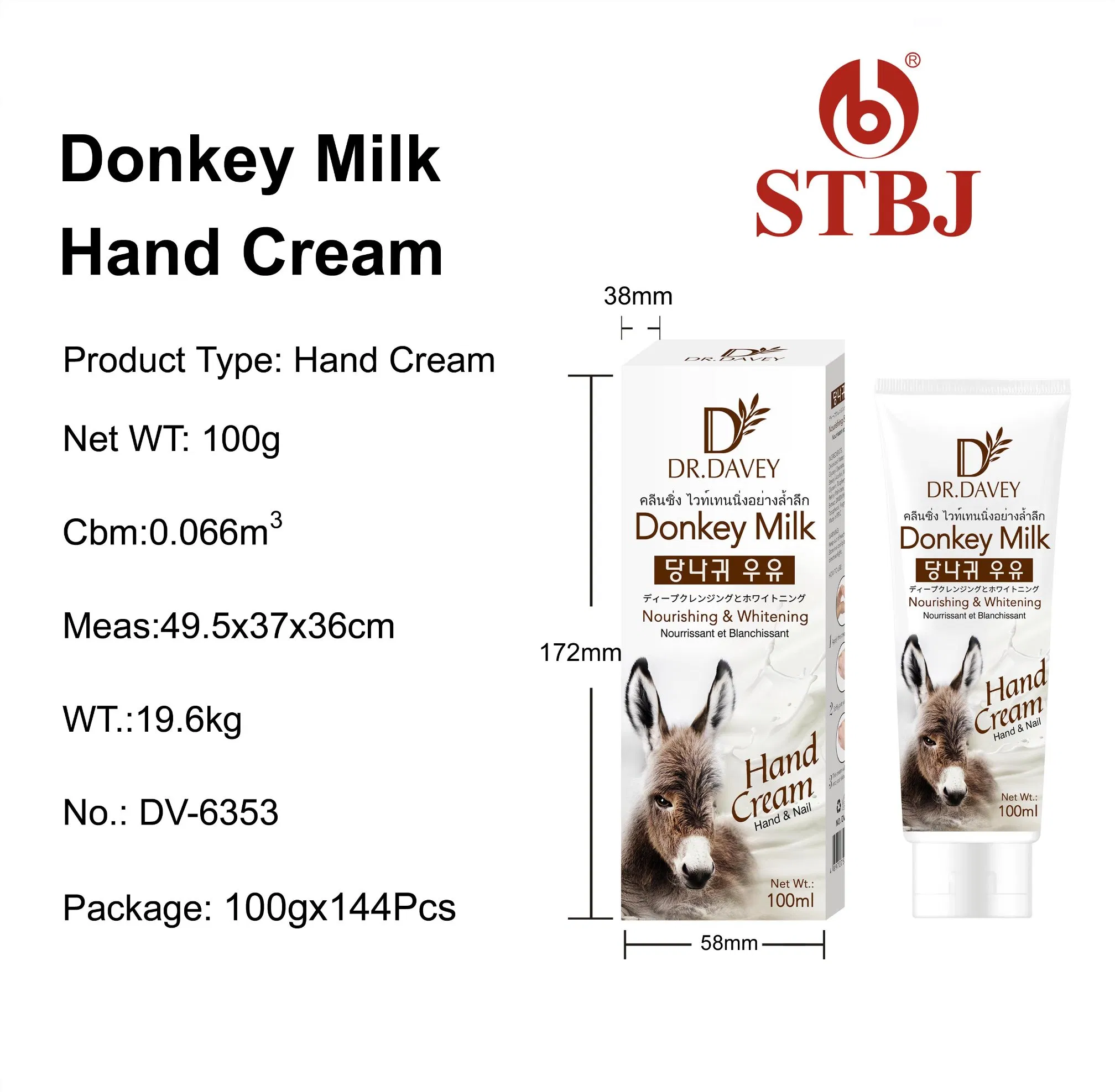 Anti Aging Nourishing Skin Whitening Moisturizing Donkey Milk Hand Cream