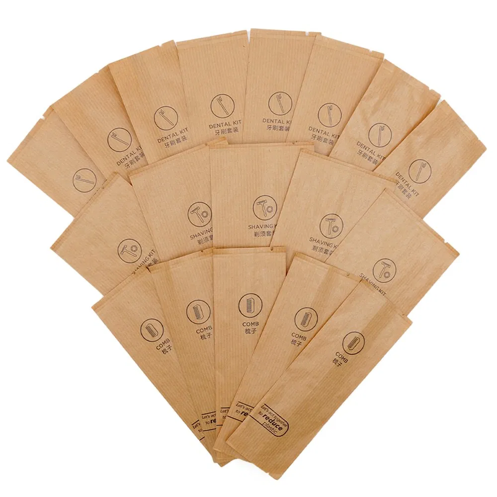 Eco Friendly Kraft Paper Bag Packaging Hotel Amenities Set