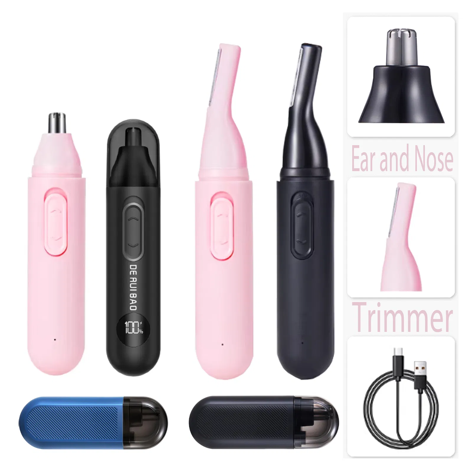 Smart LED Visualized Power Control Ear and Nose Trimmer
