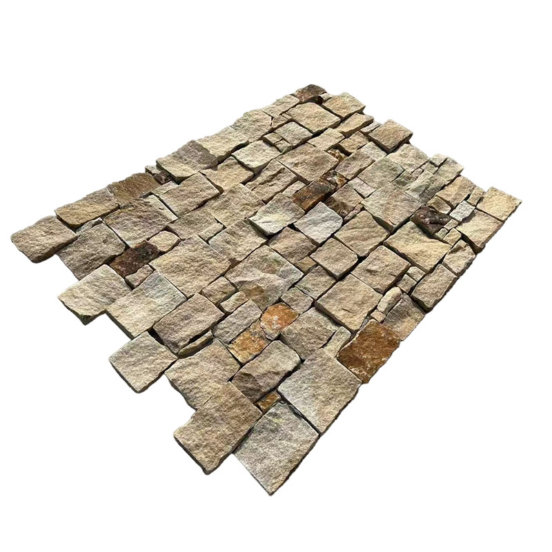 Modern Design Natural Stone Wall Yellow Sandstone Split Surface for Building Material