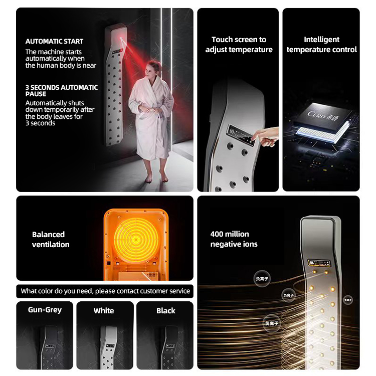 Wall Hanging Mount Auto Air Skin Electric Automatic Blow Heater Smart Full Body Dryer for Bathroom After Shower Care