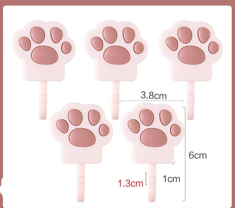 5PCS Cartoon Cat Claw Adhesive Traceless Cute Stick Hook