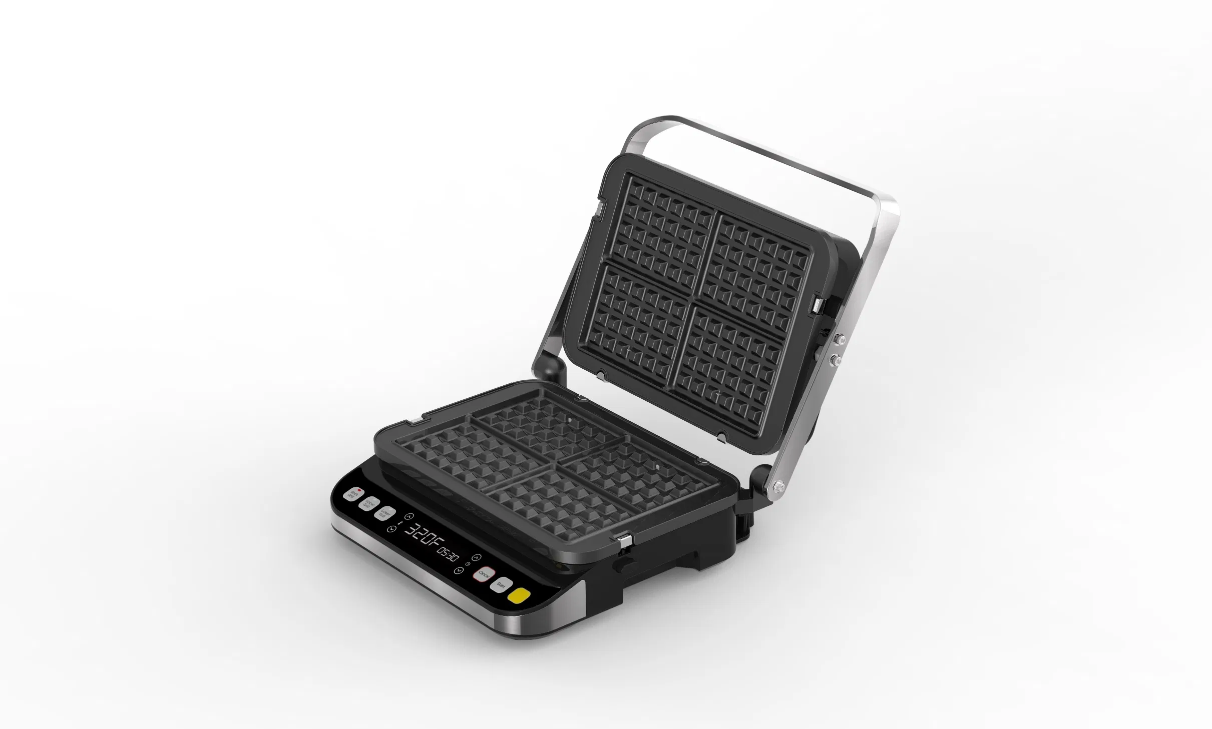4 Slice Smart Electric Contact Grill with Non Stick Removeable Griddle Waffle Plates and Stainless Panel