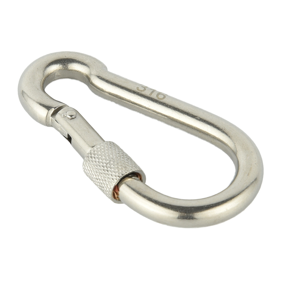 Stainless Steel Snap Hook Carabiner 5#, Climbing Button Carabiner