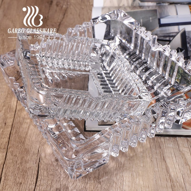 Wholesale Cheap Square Glass Ashtray with Engraved Pattern