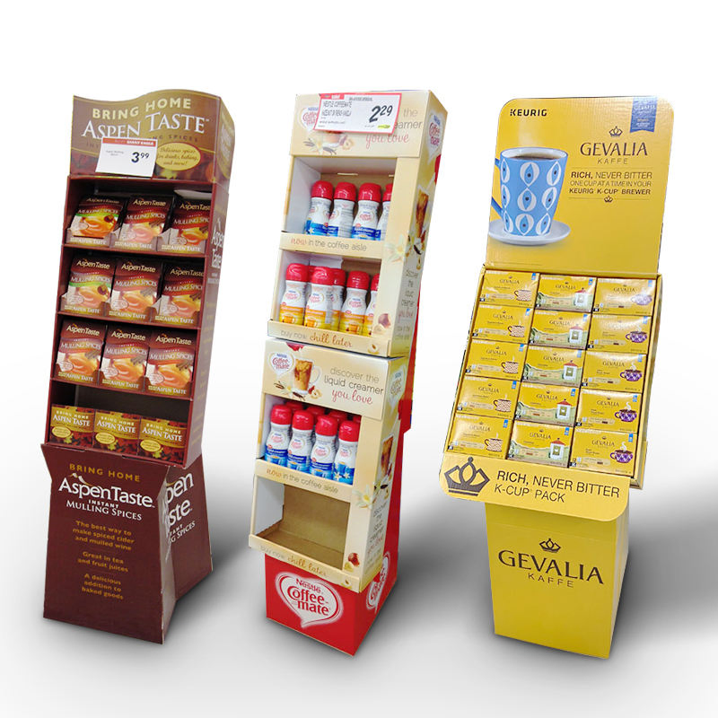 Bottle Floor Display Pos Water Wine Beer Cardboard POP Merchandising Beverages Display Stand Retail Cardboard Display