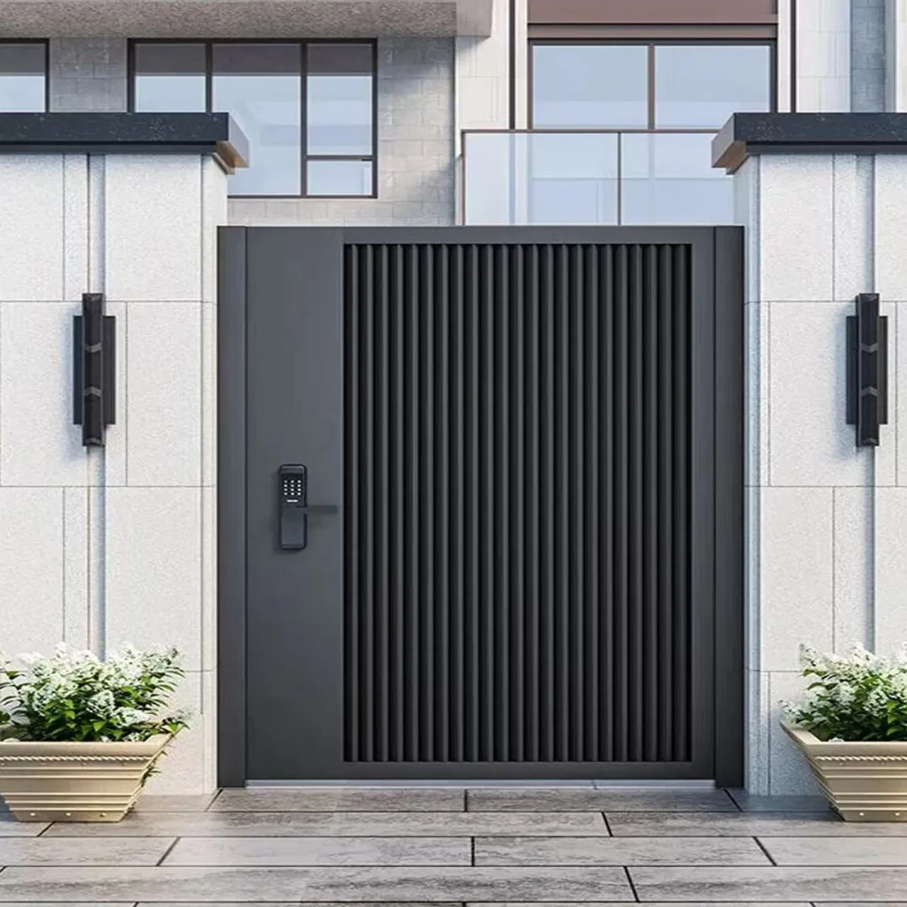 15. Heavy-Duty Aluminum Alloy Fence Gate Security Elegant Metal Entrance Door for Outdoor Residential Applications Villa Courtyard Door