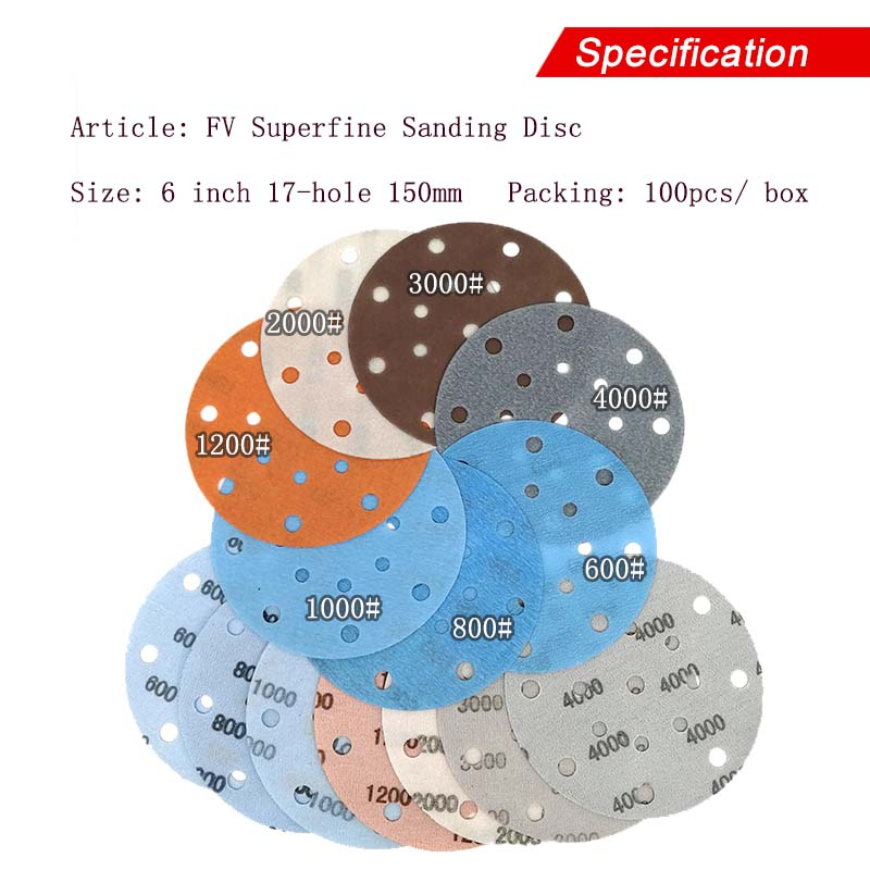 6inch 15-Hole High Performance Hook and Loop Car Sandpaper for Wet/Dry Polishing