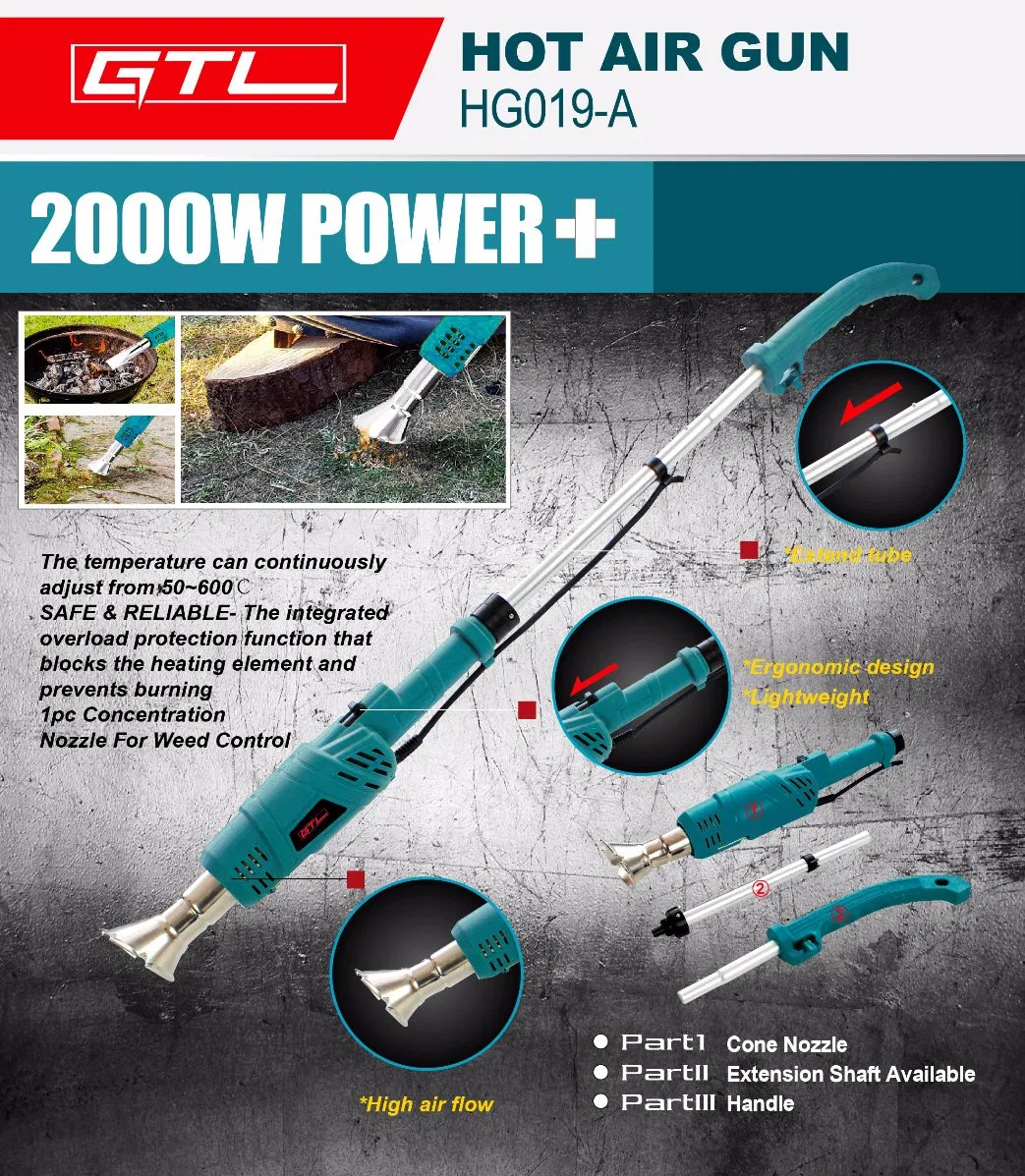 800W Hot Air Gun Heat Gun, Power Tools High Powerful Variable Speed Heat Gun, Power Tool of Heat Air Gun, Hot Air Gun Temperature Adjustable Heat Gun (HG019-A)