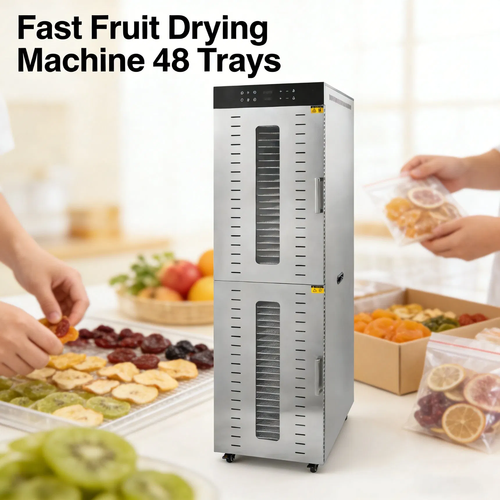 Maximum 48 Trays Commercial Food Dehydrator Large Capacity Fruit Dehydrator