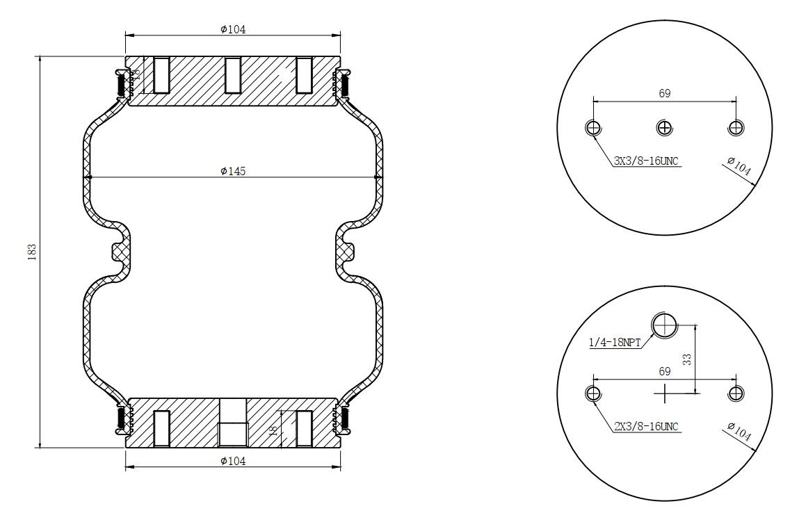 Double Air Spring for OE Number W01-358-5813