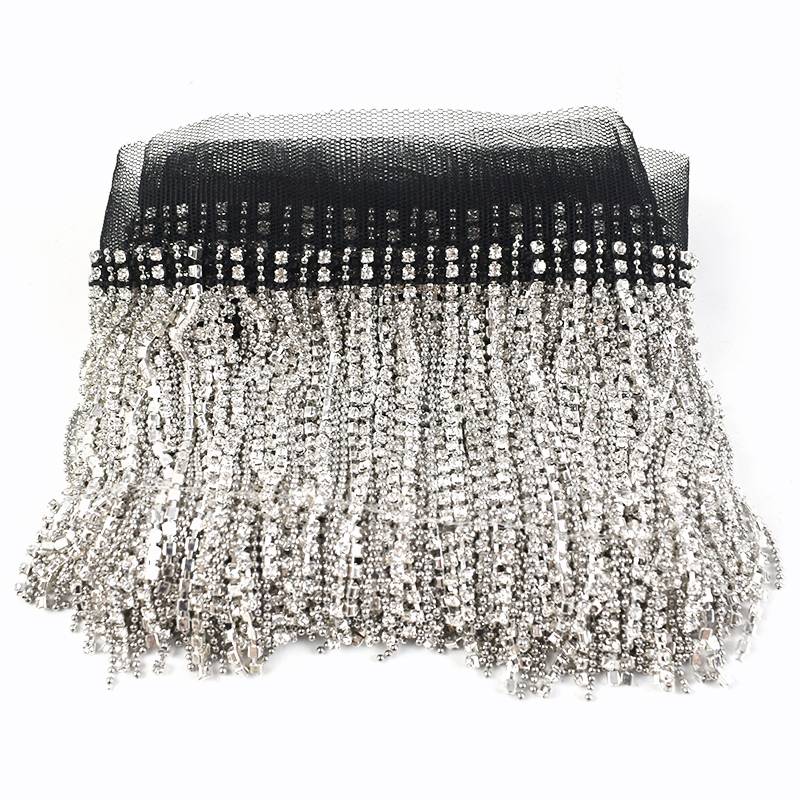 Лента декоративная 9 см с бахромой бисером кисточкой