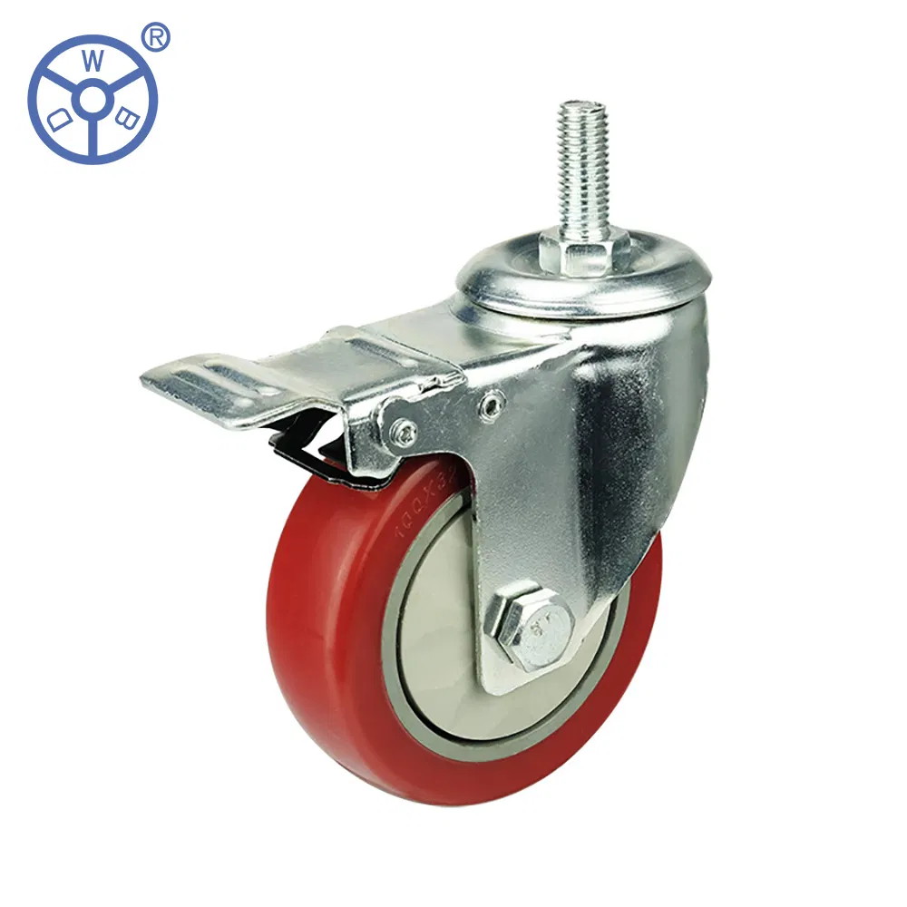 Amazon Supplier 3/4/5 Inch Swivel Plate Locking PVC/PU Castor Wheels Industrial Heavy Duty Casters with Safety Brake