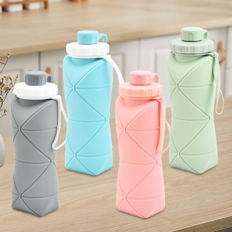 Collapsible Water Bottle Silicone Reusable Leak-Proof Travel Hiking Sports