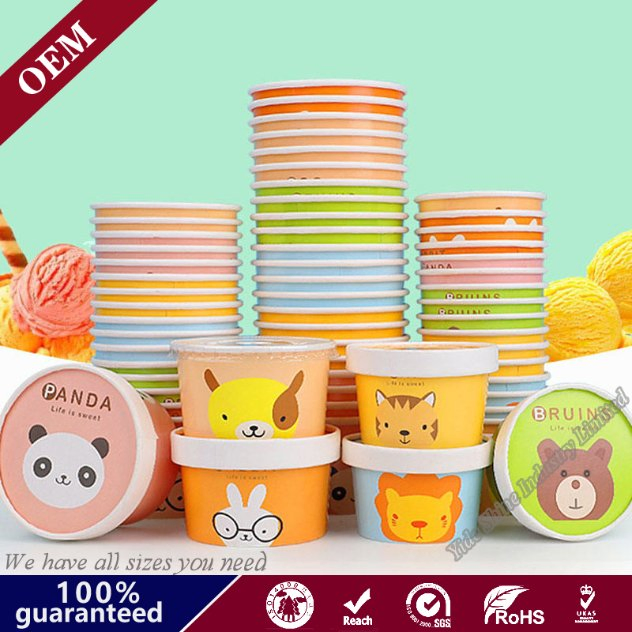 Ice Cream Yogurt Cups Rice Bowl with Plastic Lid