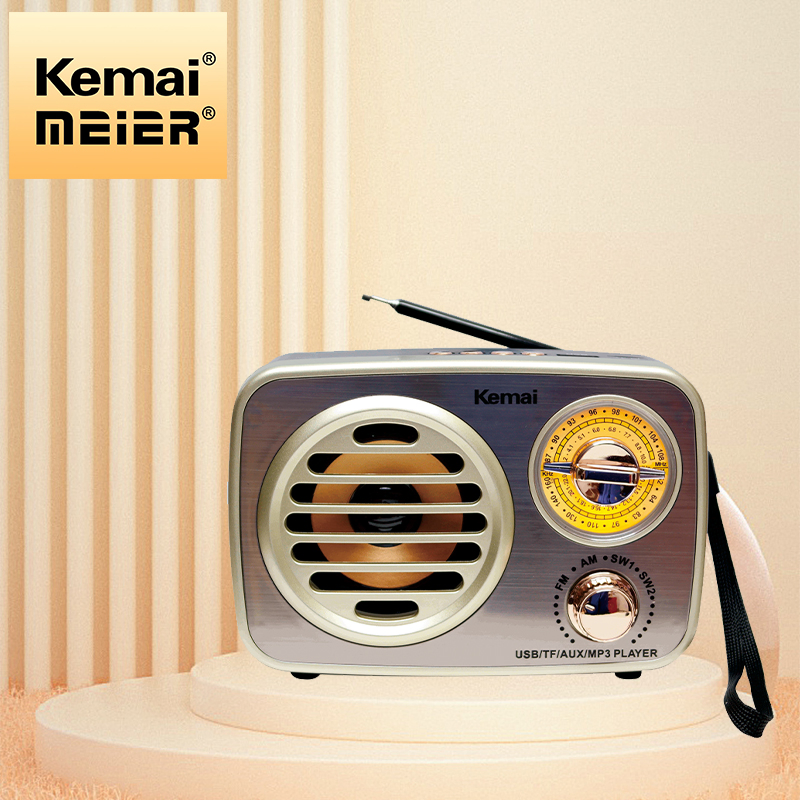 Wood Metal Mini Stereo Type-C Radio Fashionable Atmospheric 3-Band Built-in Speaker Radio