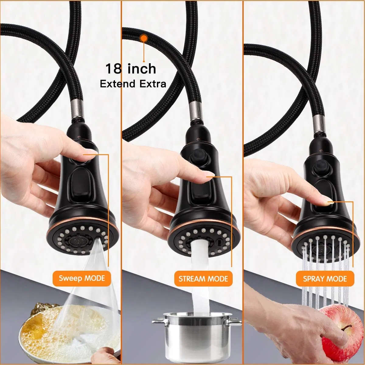 Lead-Free Infrared Sensor Automatic Touchless Rotatable Kitchen Sink Mixer Kitchen Faucet Kitchen Tap with Single Handle, Pull out Pull Down Sprayer in Orb
