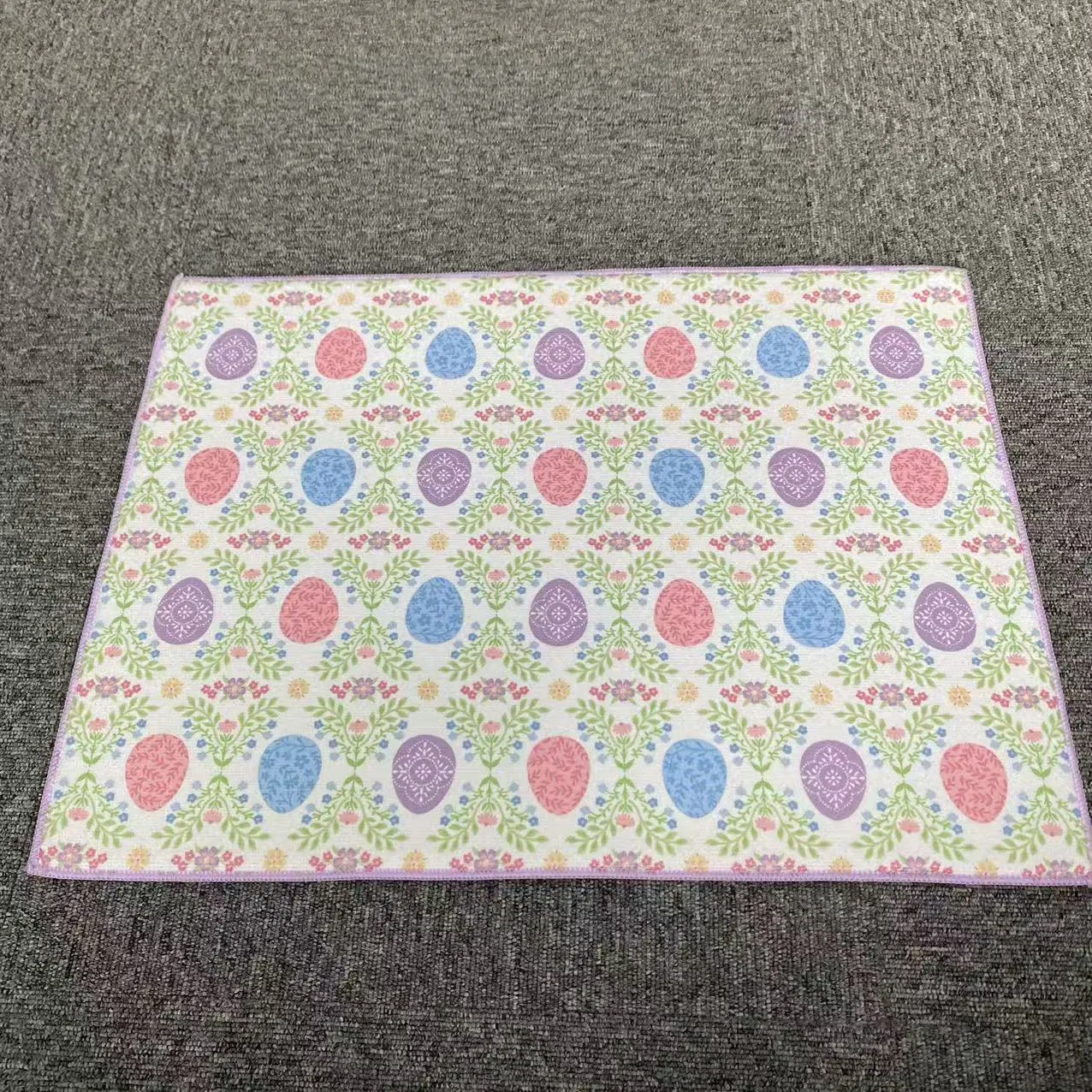 Dish Drying Mat - Highly Absorbent Microfiber Kitchen Counter Mat Ideal for Drying Dishes, Utensils, Pots and Pans Purple with Patterns