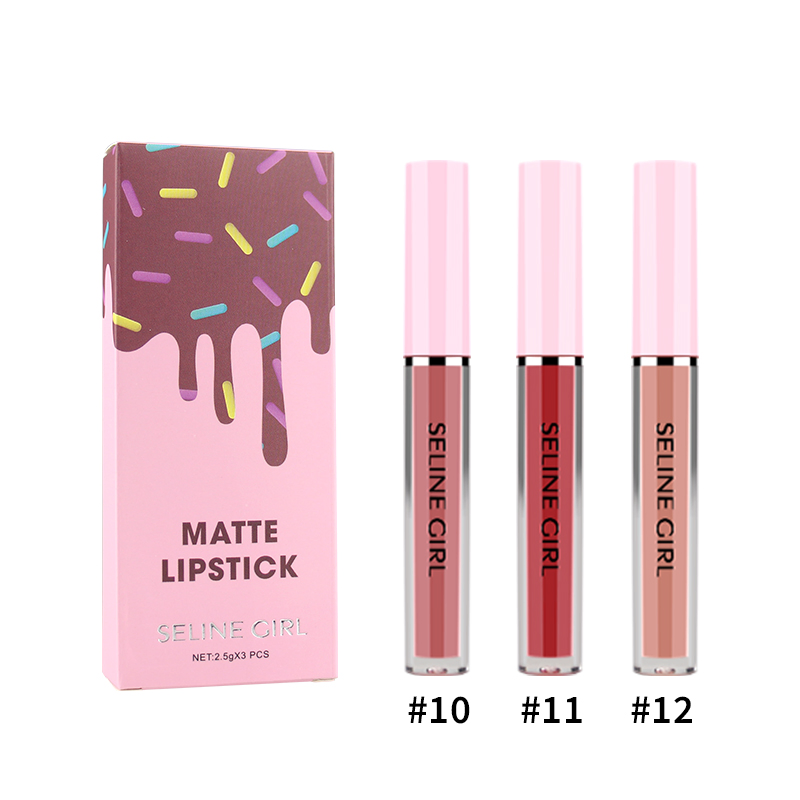 Seline Girl 3*2.5g Silky Moisturizing Long Lasting Box Lipstick