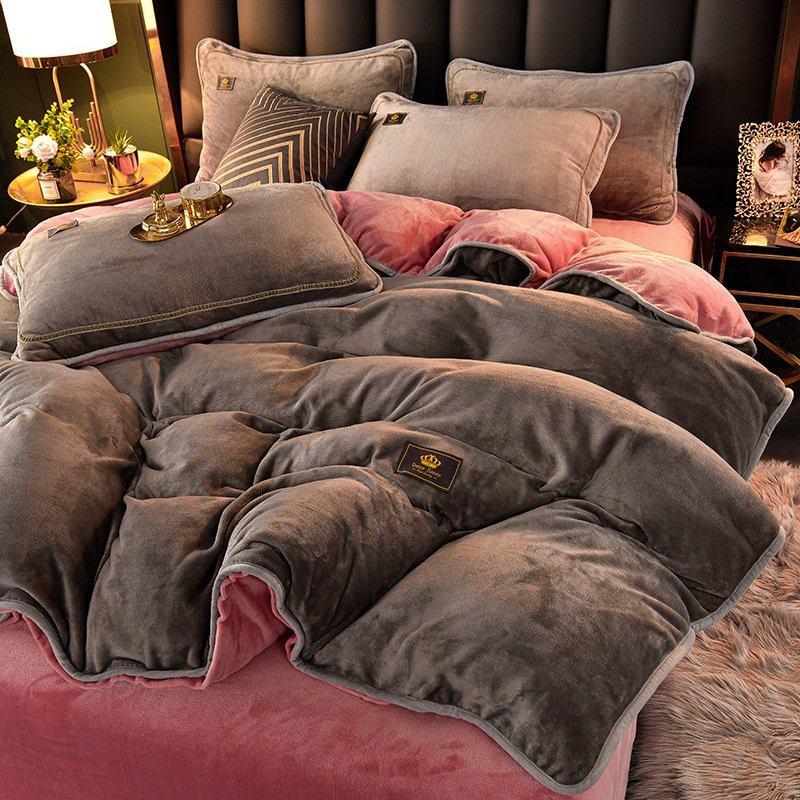 Thickened Fleece 4-Piece Winter Coral Fleece Duvet Cover Bedding Sets