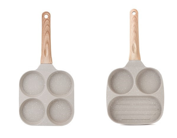 4 Holes Cast Aluminium Egg Pan Breakfast Cookware Omelette Pancake Frying Pan