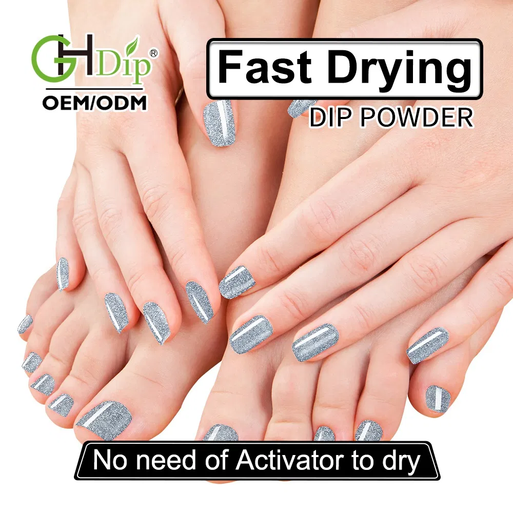 Silver Glitter Nail Fast Drying Dipping Powder Color Match 3 in 1 Set