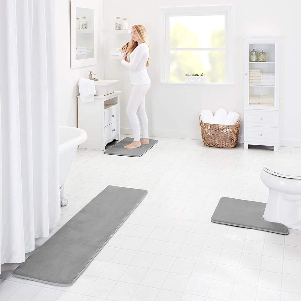 Antislip Bathroom Floor Bathtub Carpet Microfiber Memory Foam Bath Mat