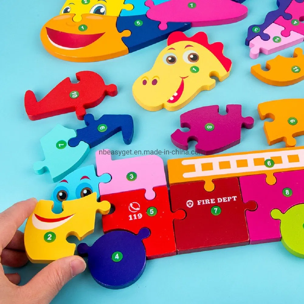 Wooden Animal Shape 3D Puzzle for Kids Gift Toys for Baby Toddler Children Learning Educational Jigsaw Eco-Friendly Children Toys Esg17557