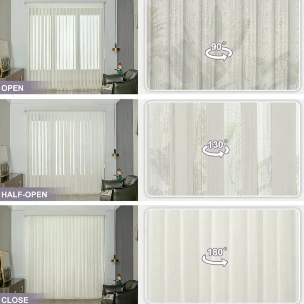 OEM ODM Elegant Window Fabric Durable Track Dream Curtain Vertical Blind