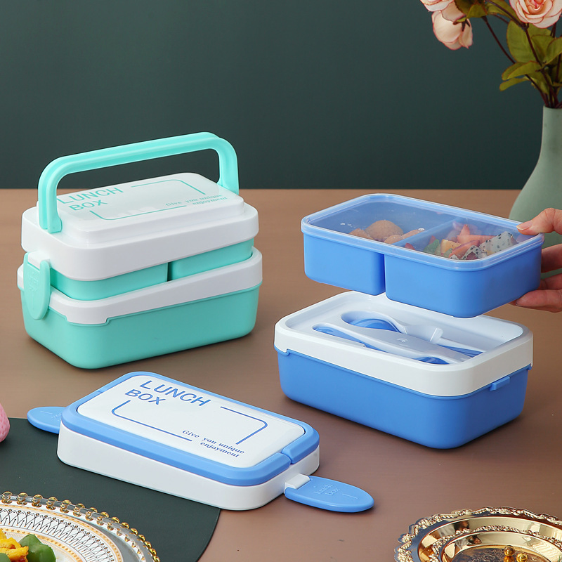 Stylish Double-Layer Bento Box with Smart Compartment Design