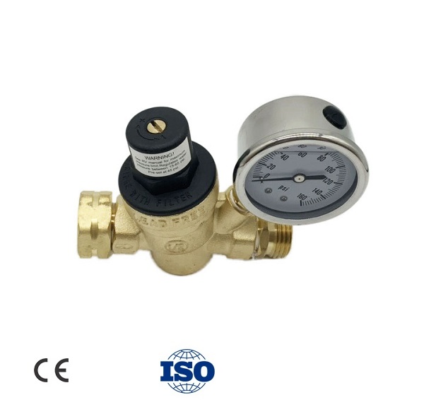 Hpwr26 3/4" Brass Lead-Free RV Water Pressure Regulator Valve, 3/4" Garden Hose Threads Water Pressure Reducer with Accessories